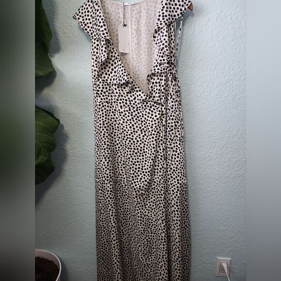 Mango MNG Polka-dot midi ruffle dress peaseant contemporary classic - Picture 10 of 14